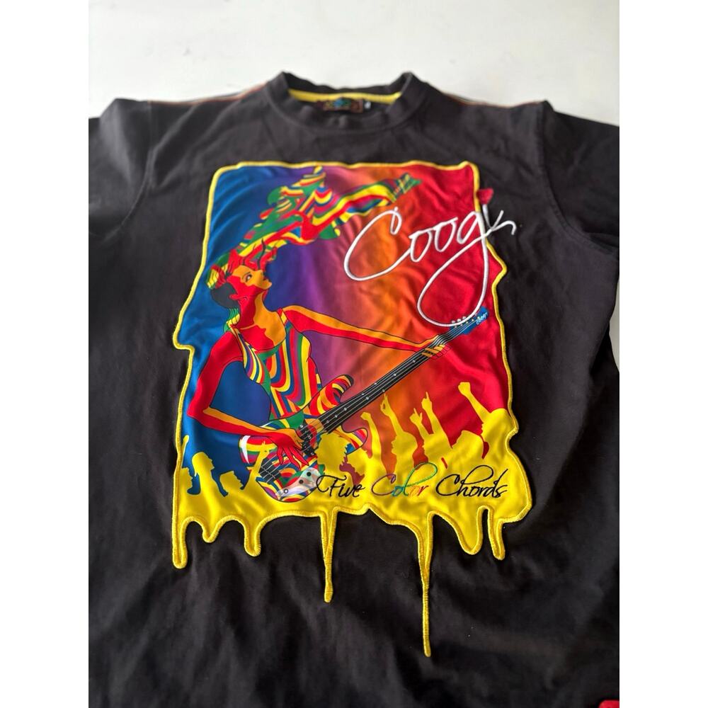 Vtg Coogie graphic T-shirt Five color chords black size L Men dopamine Artsy - Picture 2 of 12
